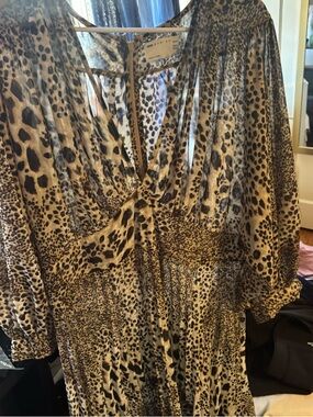 ASOS Curve Leopard Print Dress in Beige and Black